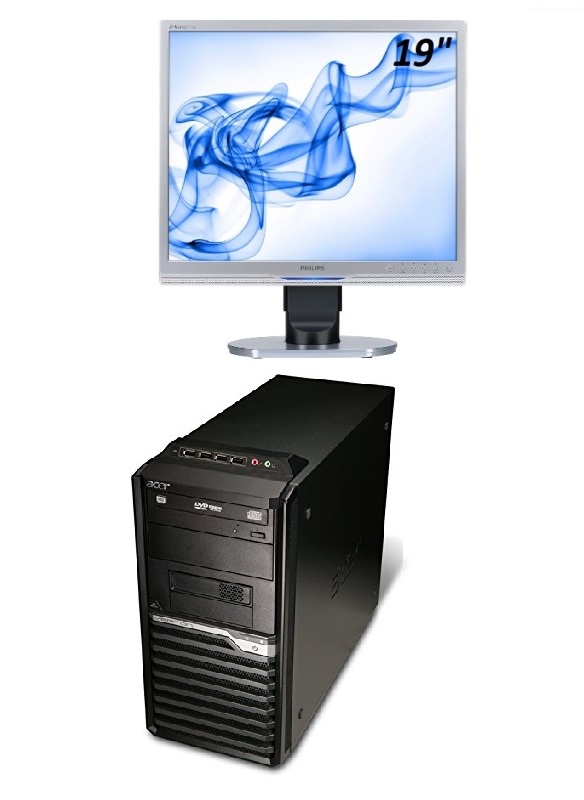 Πλήρες Πακέτο Acer Veriton M4 Series TOWER & Οθόνη 19″  & Σετ Πληκτρολόγιο-Ποντίκι (Intel Core 2 Duo E8400 3.00GHz / 4GB RAM / 250GB HDD / Windows 10 Pro