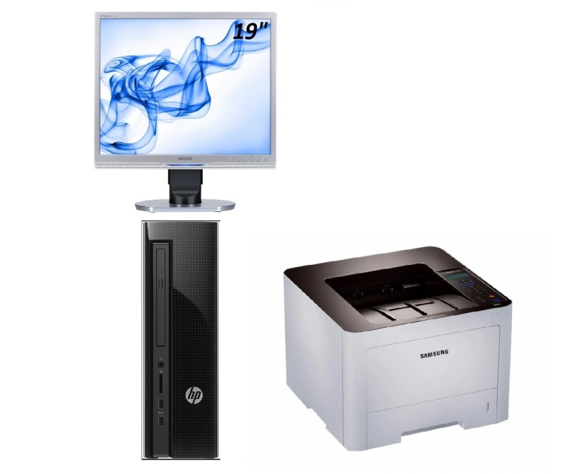 Πλήρες Πακέτο HP 450-A101ND Desktop & Οθόνη 19″ & Samsung ProXpress SL-M3820ND (AMD E1-6015 1.40GHz / 4GB RAM / 500GB HDD / Windows 10 Home)